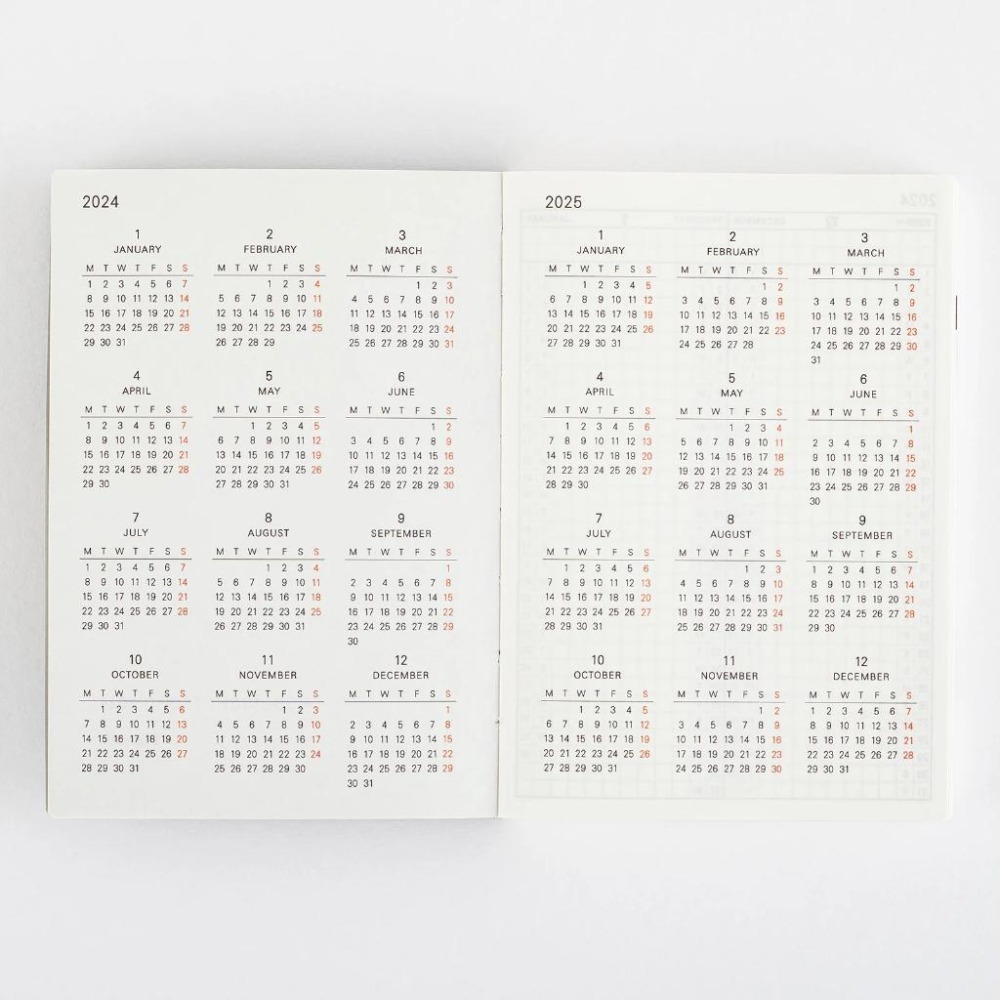 HOBO日手帳2024年本體(內頁) A6文庫本 Planner (國際英文版 週一起始)贈三色筆+小提袋-細節圖6