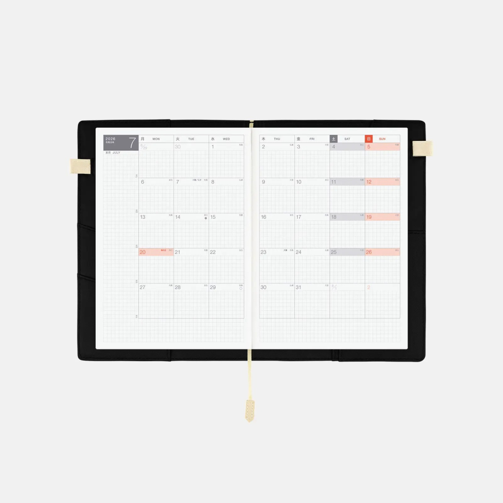 【預購】HOBO日手帳 dayfree專用 BS light 輕便書衣 A5大本 黑色-細節圖9