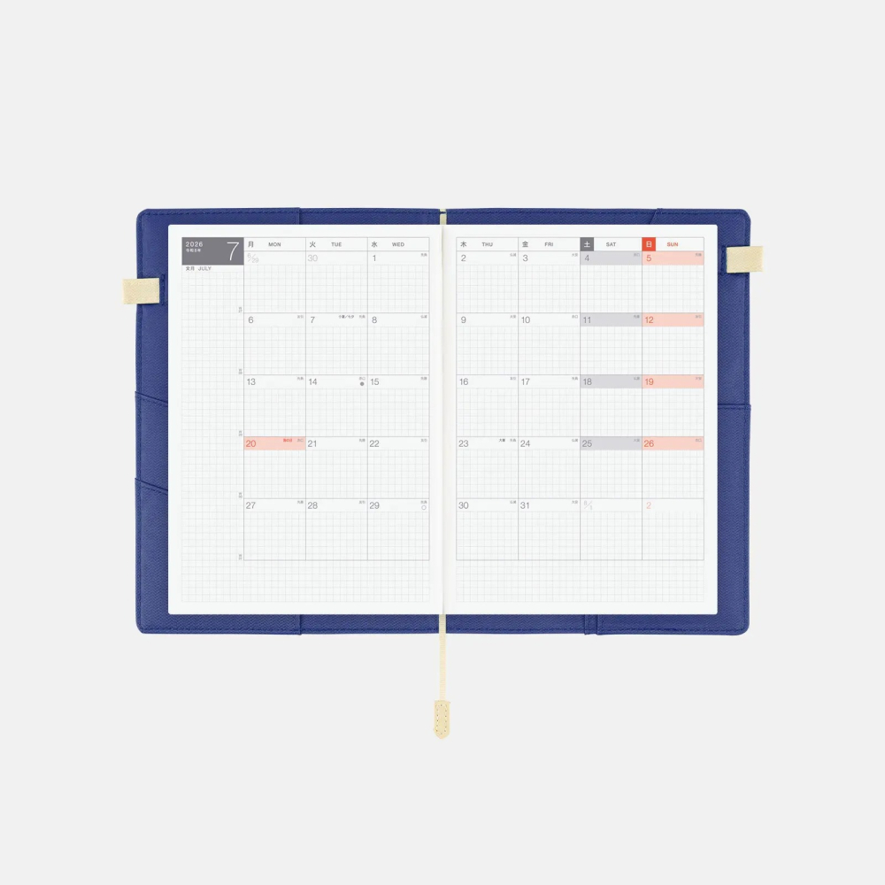 [現貨]HOBO日手帳 dayfree專用 BS light 輕便書衣 A5大本 藍色-細節圖9