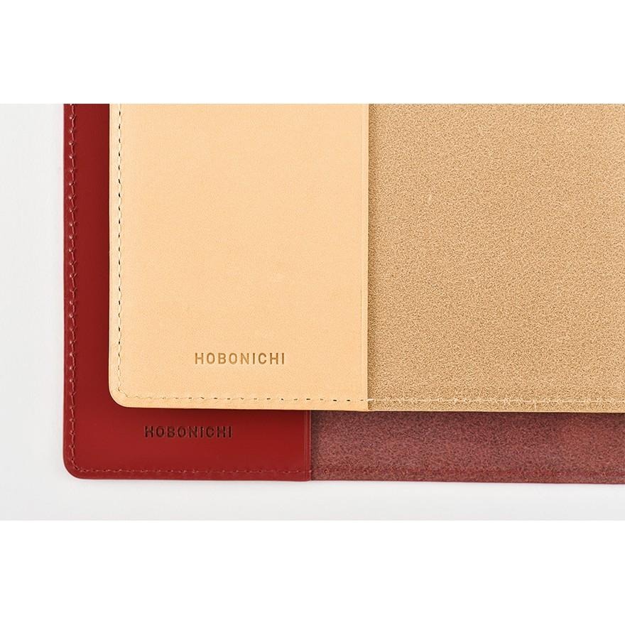 【預購】HOBO 五年手帳專用書衣 A6文庫本 牛革-紅色 (僅適用於5年手帳本體) HOBO手帳-細節圖6