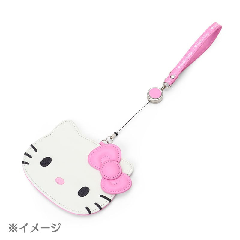 【現貨】日本三麗鷗 HELLO KITTY 大臉造型拉繩伸縮車票套-黑（I Love Hello Kitty）-細節圖4