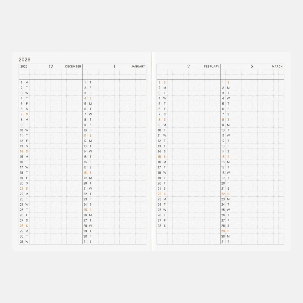 HOBO日手帳 2026年本體(內頁) A6文庫本 Planner (國際英文版 週一起始)❗️官網機器人紙鎮已贈完❗️-細節圖5