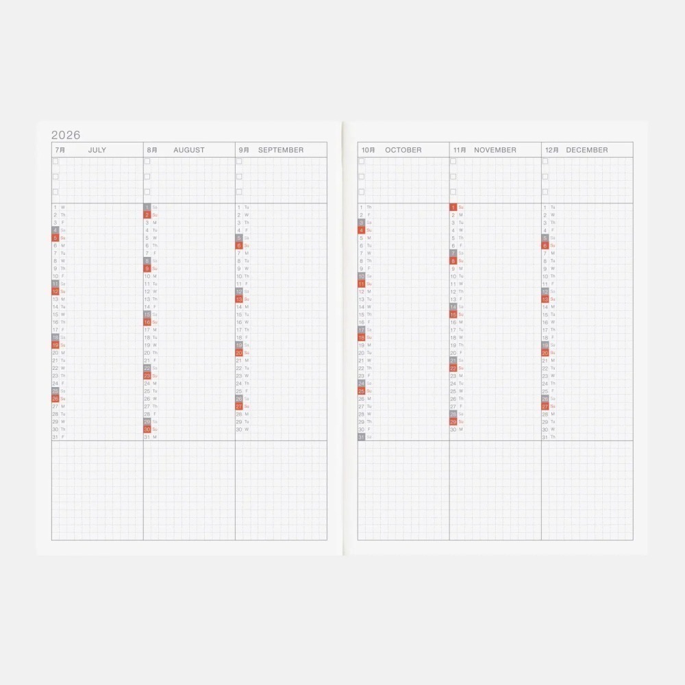 HOBO日手帳2026年本體(內頁) A5大本 Cousin (英文版 週一起始)❗️官網機器人紙鎮已贈完❗️-細節圖5