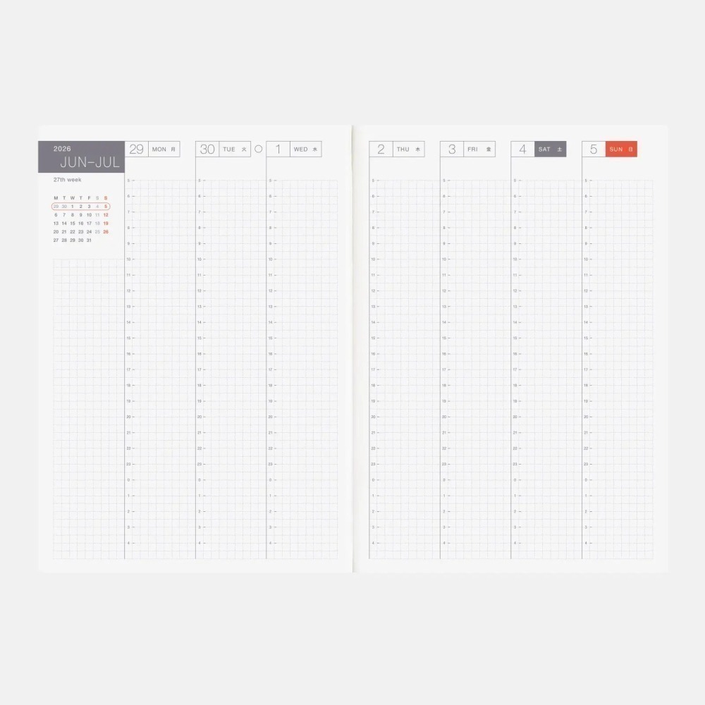 HOBO日手帳2026年本體(內頁) A5大本 Cousin (英文版 週一起始)❗️官網機器人紙鎮已贈完❗️-細節圖6