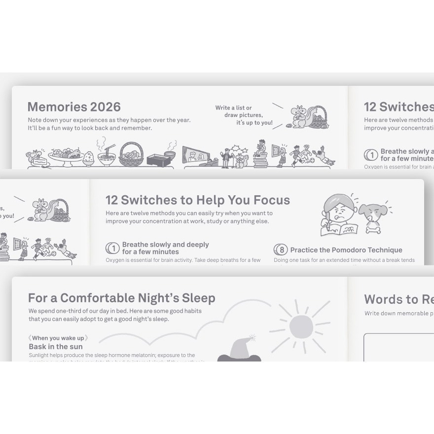 HOBO日手帳2026年本體(內頁) A5大本 Cousin (英文版 週一起始)❗️官網機器人紙鎮已贈完❗️-細節圖9