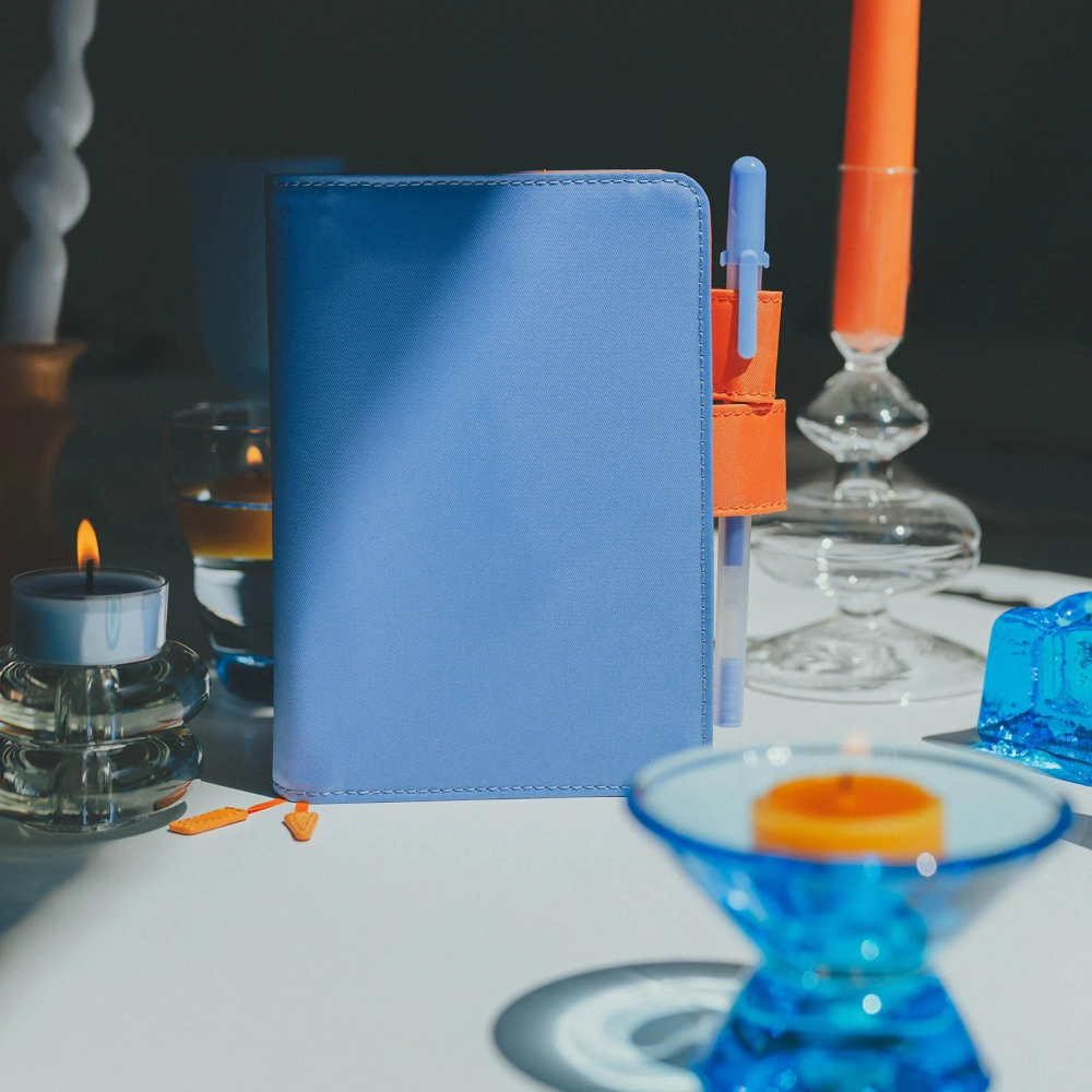 【預購】HOBO日手帳外皮 A6文庫本 水 蠟燭 Water Candle 水藍x暖橙 純色系列 書皮書衣 HOBO手帳-細節圖2