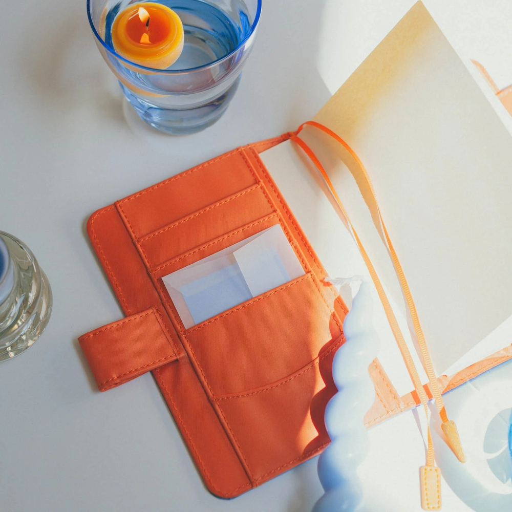 【預購】HOBO日手帳外皮 A6文庫本 水 蠟燭 Water Candle 水藍x暖橙 純色系列 書皮書衣 HOBO手帳-細節圖4