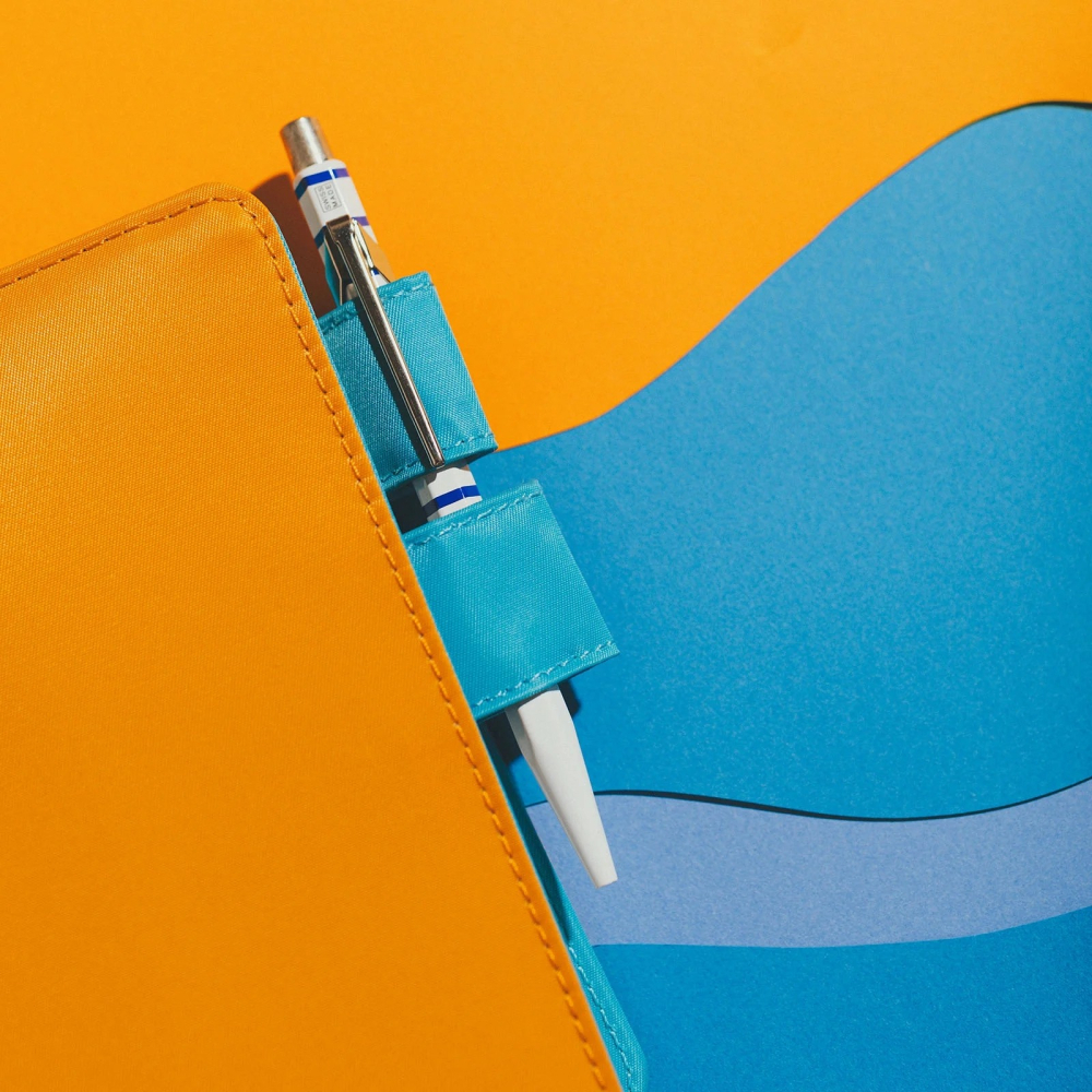 【預購】HOBO日手帳外皮 A6文庫本 夏日海灘 Sunny Beach 豔陽橘x海藍 純色系列 書皮書衣 HOBO手帳-細節圖3