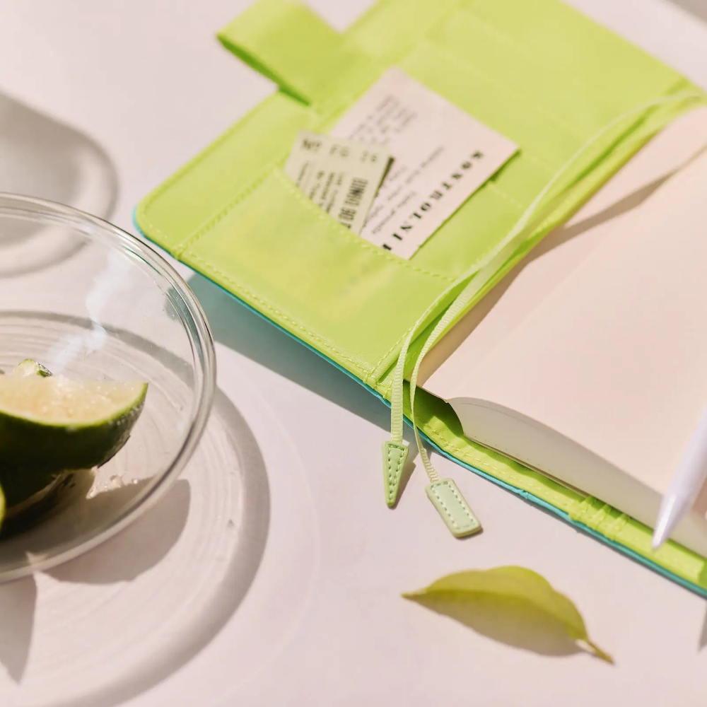 【預購】HOBO日手帳外皮 A6文庫本 水藍萊姆綠 Aqua Lime 純色系列 書皮書衣 Hobonichi-細節圖4