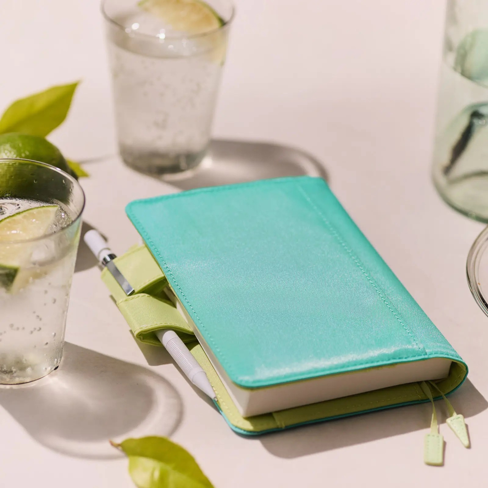 【預購】HOBO日手帳外皮 A6文庫本 水藍萊姆綠 Aqua Lime 純色系列 書皮書衣 Hobonichi-細節圖5