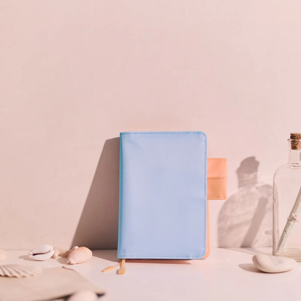 【預購】HOBO日手帳外皮 A6文庫本 Powder Blue Shell 淡藍x貝殼粉 純色系列 書皮書衣-細節圖5