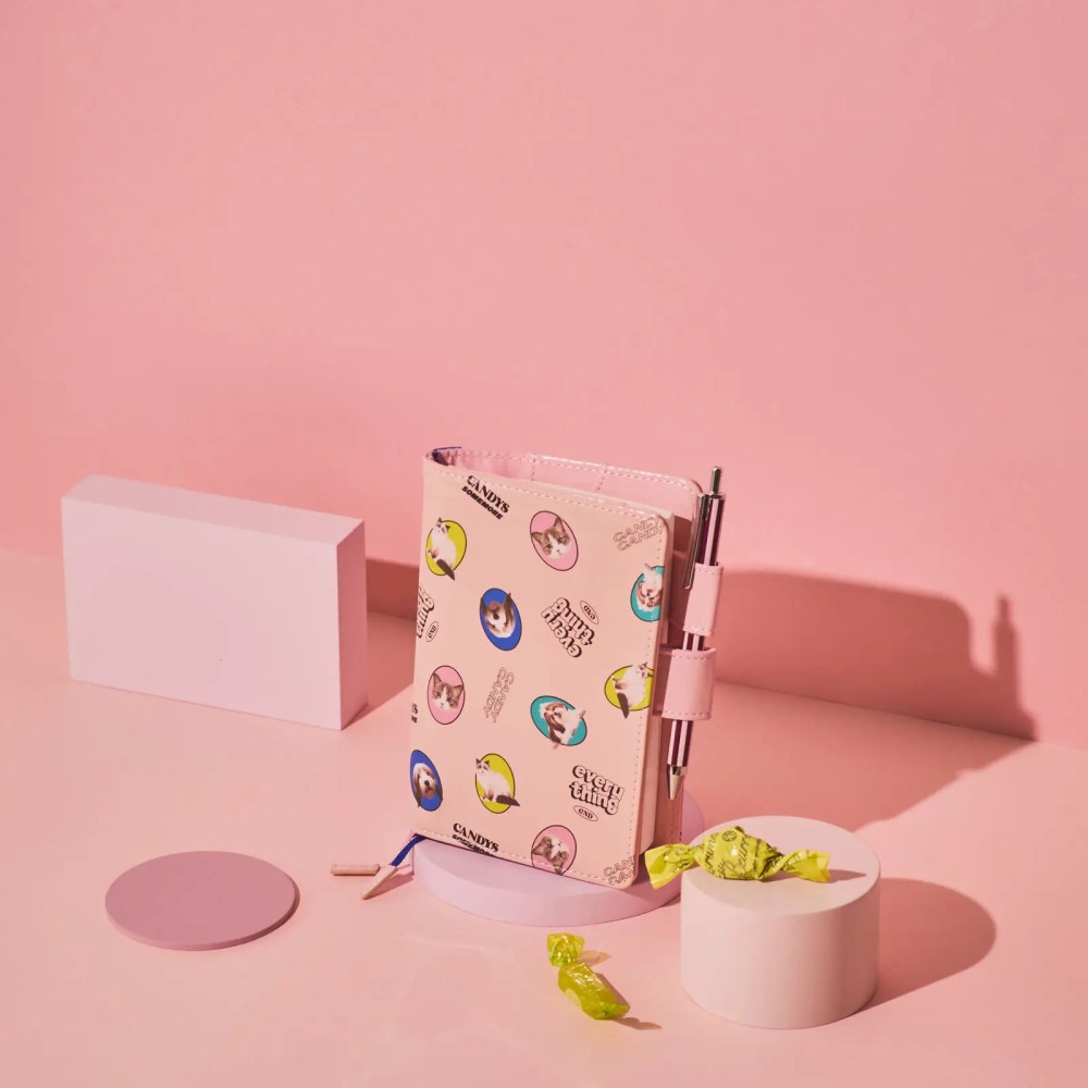 【預購】HOBO日手帳外皮 A6文庫本 Candy Stripper DOG&CAT RANDOM（pink）書皮 書衣-細節圖5