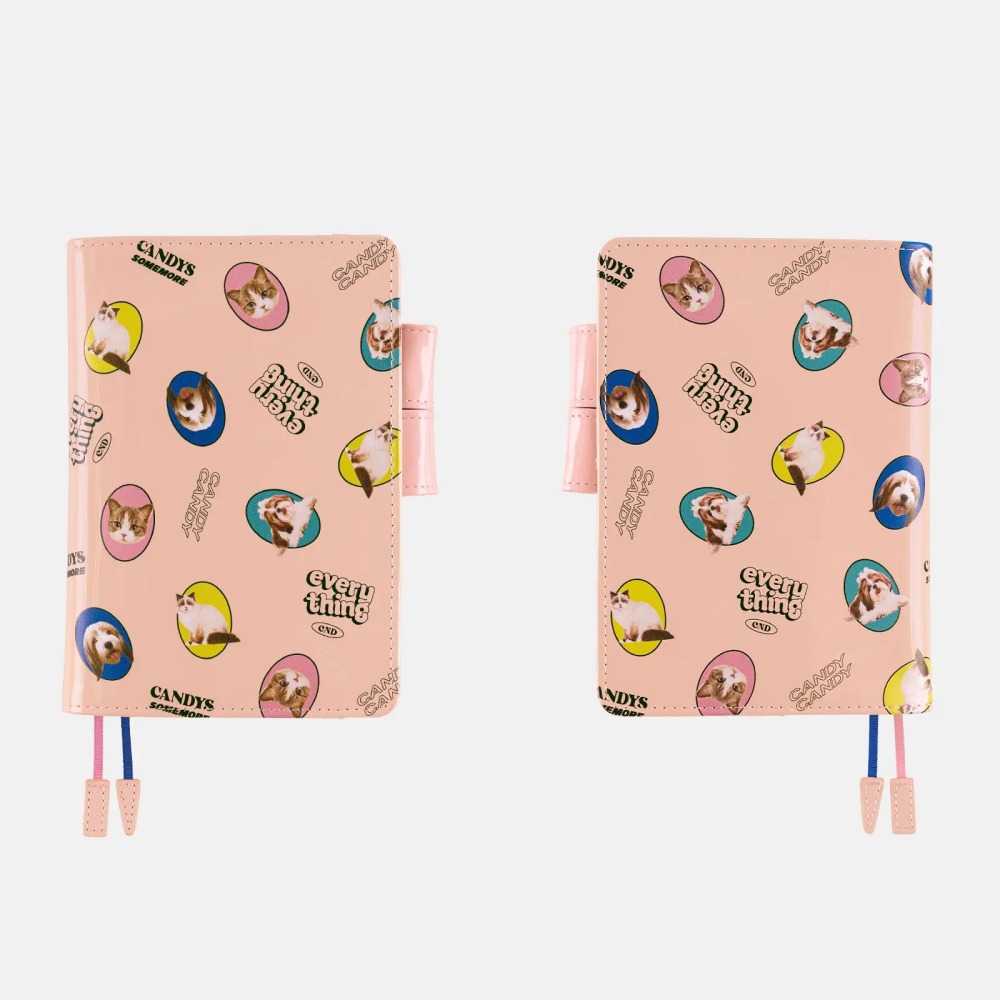 【預購】HOBO日手帳外皮 A6文庫本 Candy Stripper DOG&CAT RANDOM（pink）書皮 書衣-細節圖6