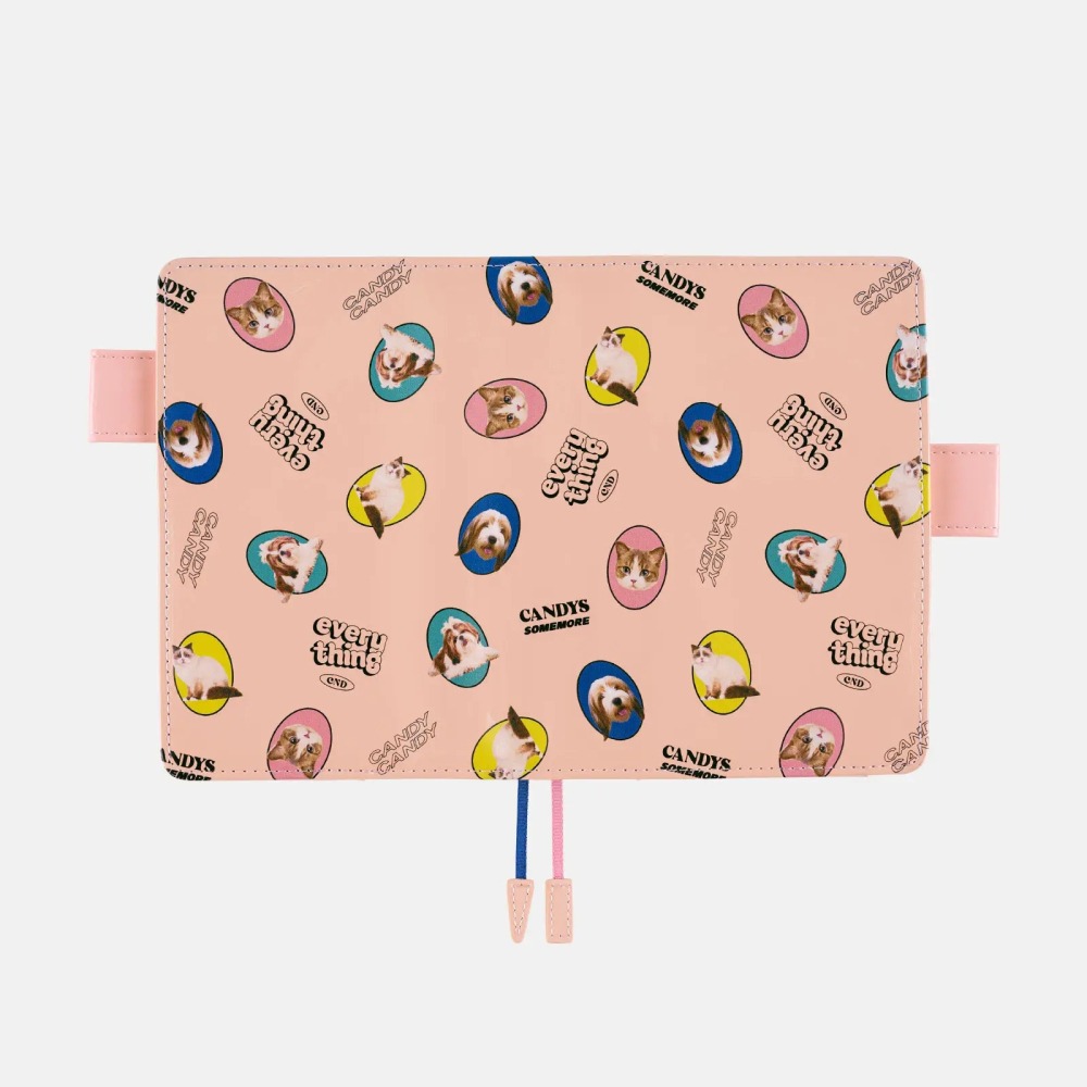 【預購】HOBO日手帳外皮 A6文庫本 Candy Stripper DOG&CAT RANDOM（pink）書皮 書衣-細節圖7