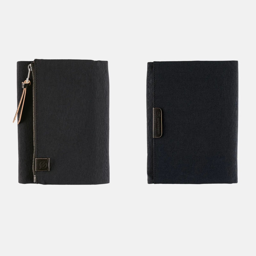 【預購】HOBO日手帳外皮 A6文庫本 tragen 黑色 三折式磁吸書衣 多口袋尼龍書皮書衣 HOBO手帳 書皮 書衣-細節圖6