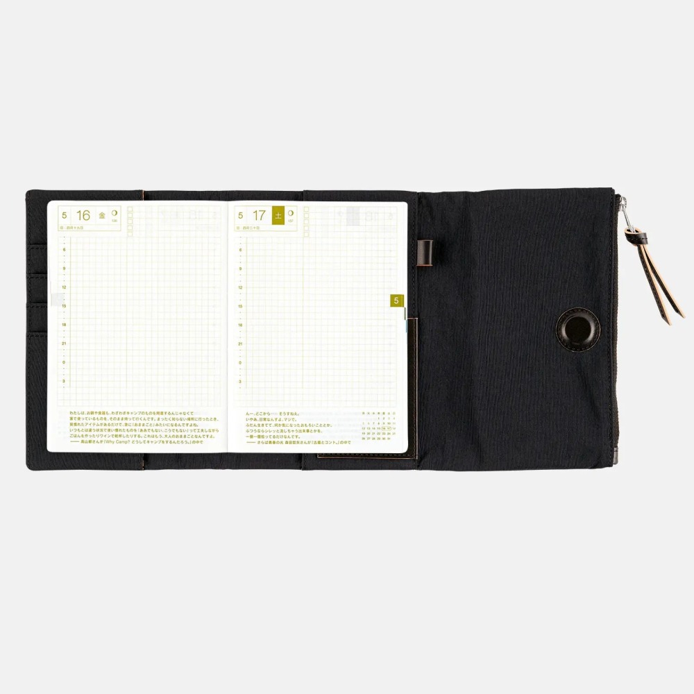 【預購】HOBO日手帳外皮 A6文庫本 tragen 黑色 三折式磁吸書衣 多口袋尼龍書皮書衣 HOBO手帳 書皮 書衣-細節圖9