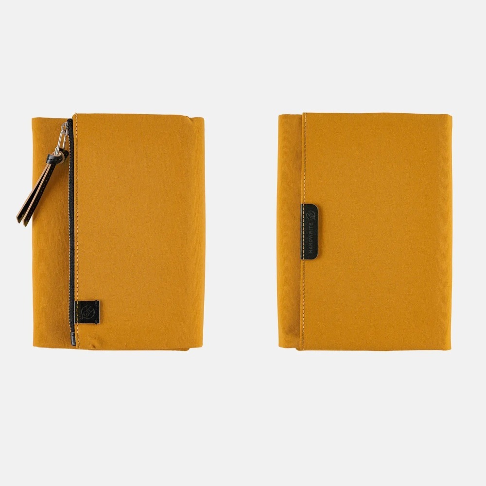 【預購】HOBO日手帳外皮 A6文庫本 tragen 芥末黃 三折式磁吸書衣 多口袋尼龍書皮書衣 HOBO手帳-細節圖6