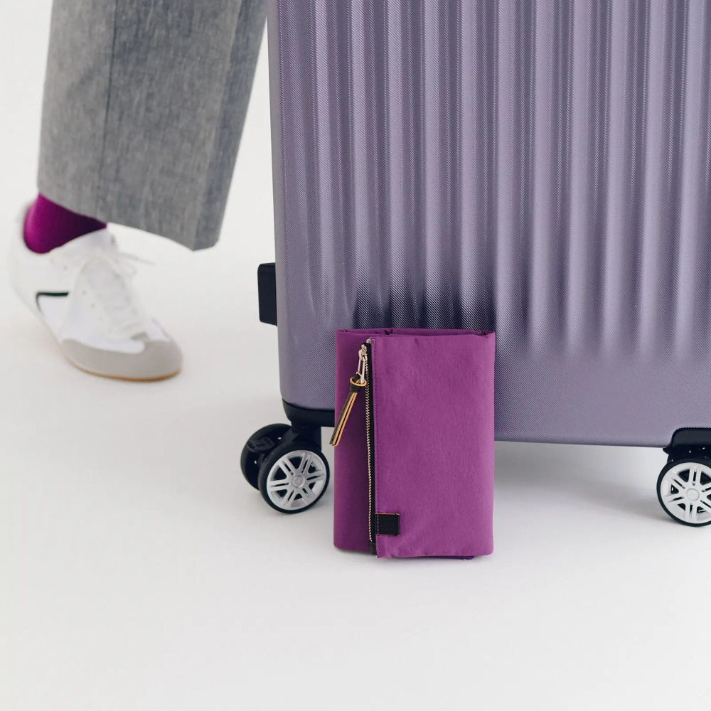 【預購】HOBO日手帳外皮 A6文庫本 tragen 紫色 三折式磁吸書衣 多口袋尼龍書皮書衣 HOBO手帳-細節圖5