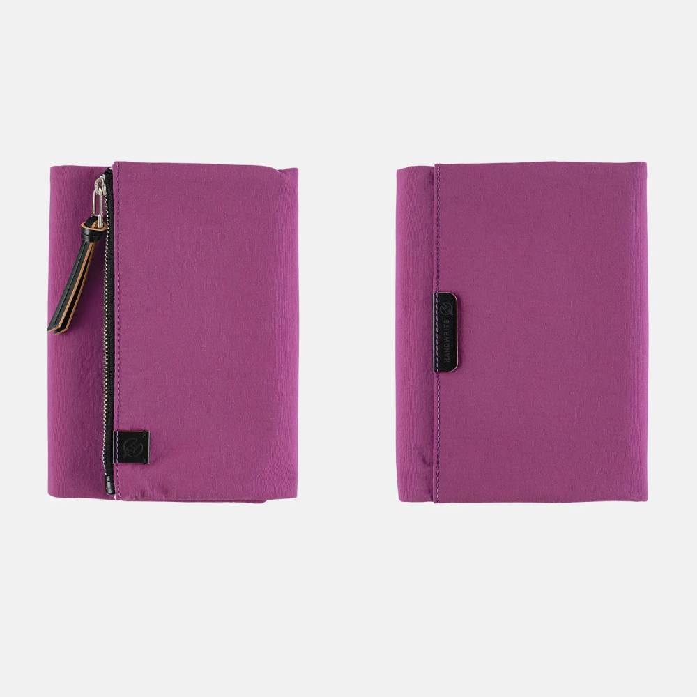 【預購】HOBO日手帳外皮 A6文庫本 tragen 紫色 三折式磁吸書衣 多口袋尼龍書皮書衣 HOBO手帳-細節圖6