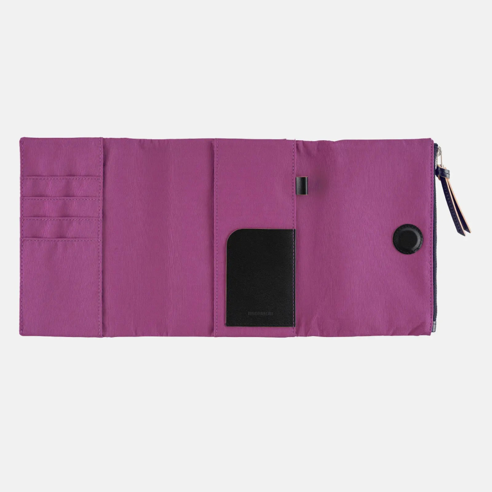 【預購】HOBO日手帳外皮 A6文庫本 tragen 紫色 三折式磁吸書衣 多口袋尼龍書皮書衣 HOBO手帳-細節圖8
