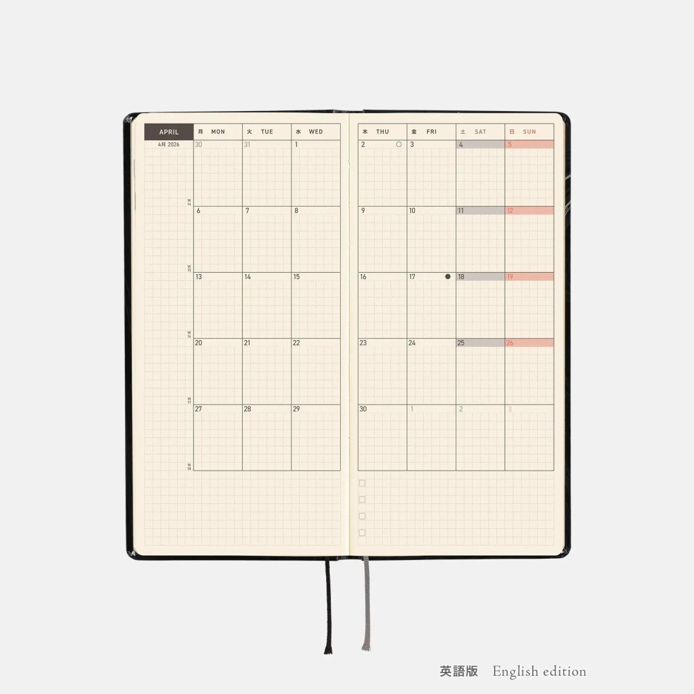 HOBO日2026年Weeks週手帳 伊藤潤二 富江 Haunting Beauty 日文/英文版 (特典三色筆-細節圖9