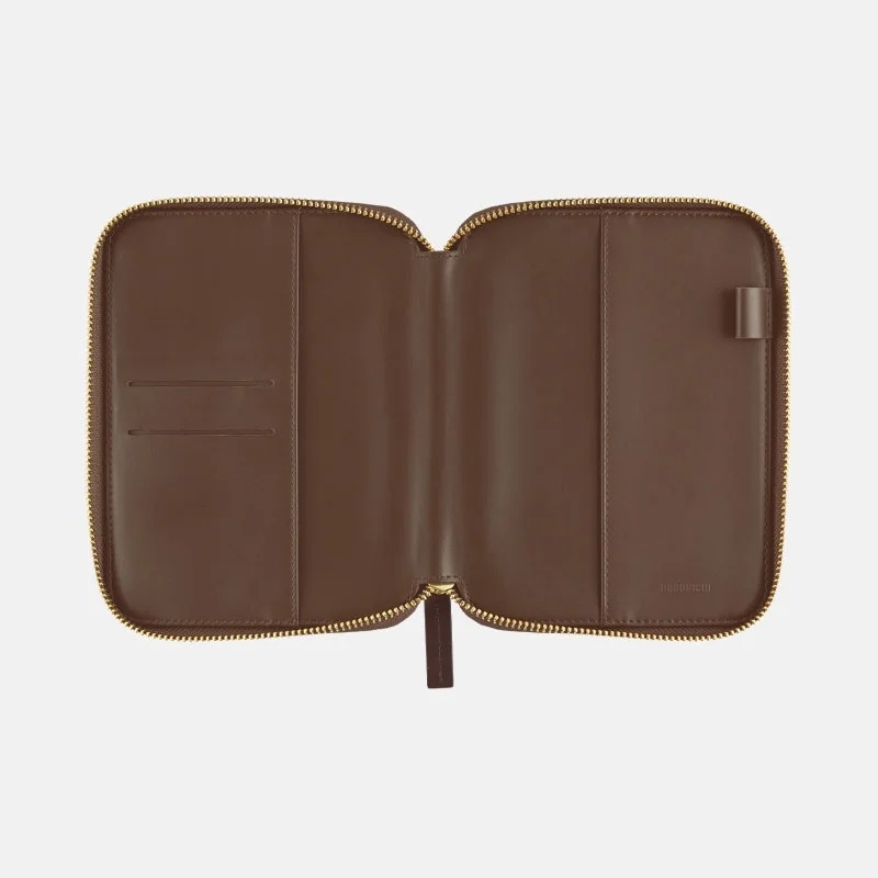 【預購】HOBO日手帳外皮 A6文庫本 Taut Zipped 咖啡歐蕾格紋 拉鍊包 瘦身版 書衣 Hobonichi-細節圖7