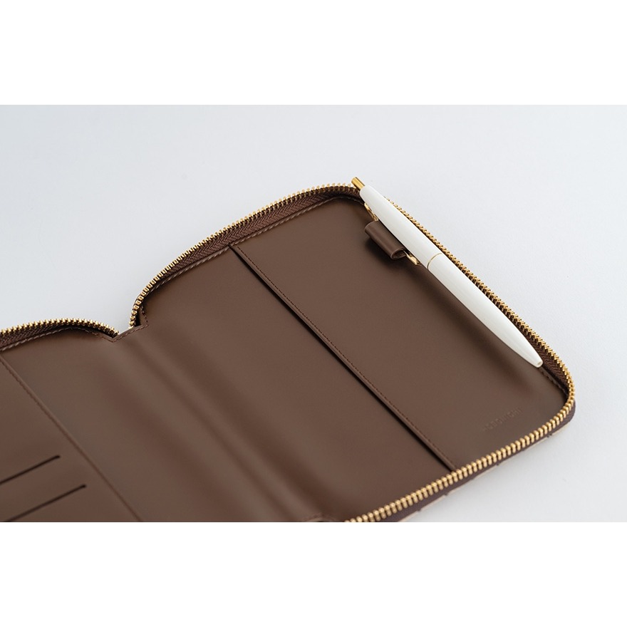 【預購】HOBO日手帳外皮 A6文庫本 Taut Zipped 咖啡歐蕾格紋 拉鍊包 瘦身版 書衣 Hobonichi-細節圖10