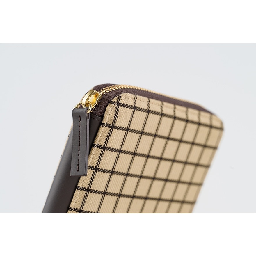 【預購】HOBO日手帳外皮 A6文庫本 Taut Zipped 咖啡歐蕾格紋 拉鍊包 瘦身版 書衣 Hobonichi-細節圖11