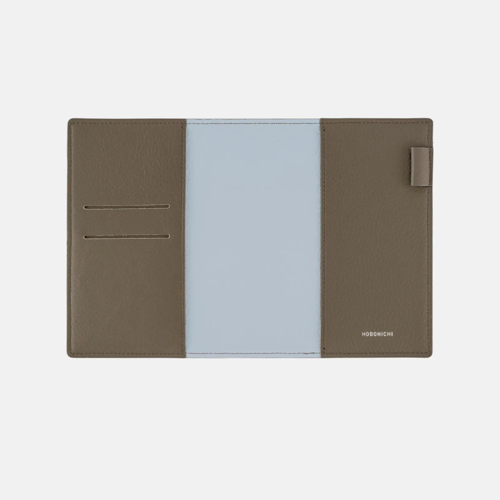 【預購】HOBO日手帳外皮 A6文庫本 Taut 暖灰x淺藍 牛皮書衣 瘦身版 牛革書皮 Hobonichi-細節圖8