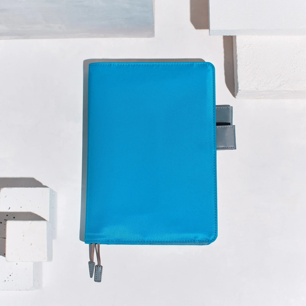 【預購】HOBO日手帳外皮 A5大本 冬季城市 青x灰 Winter City 純色系列 書皮 書衣 Hobonichi-細節圖2