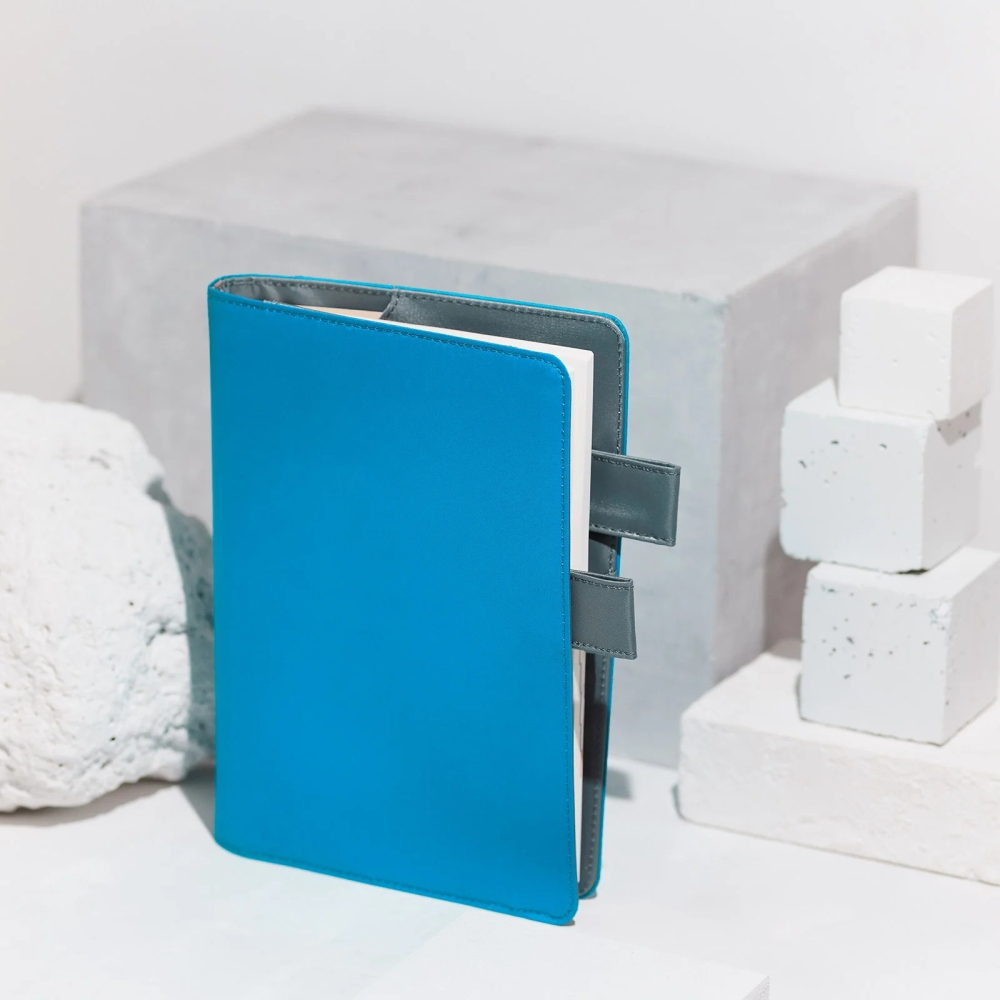 【預購】HOBO日手帳外皮 A5大本 冬季城市 青x灰 Winter City 純色系列 書皮 書衣 Hobonichi-細節圖4