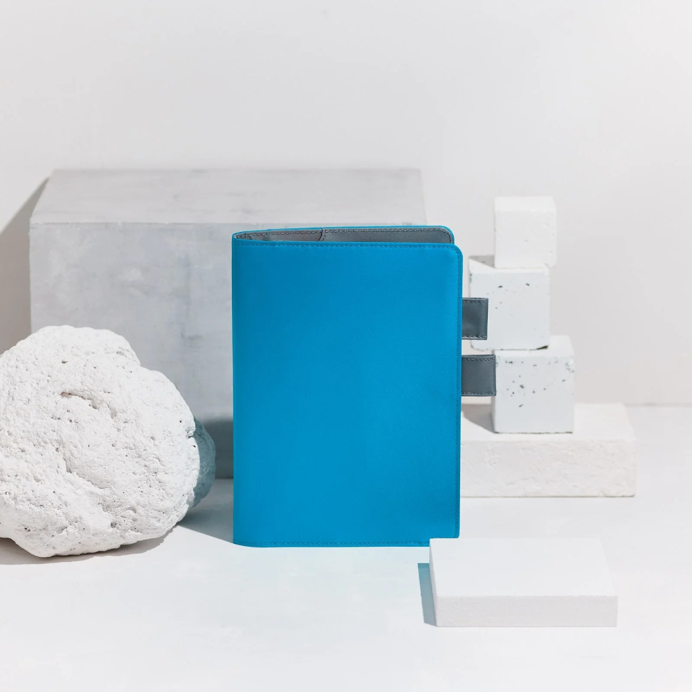 【預購】HOBO日手帳外皮 A5大本 冬季城市 青x灰 Winter City 純色系列 書皮 書衣 Hobonichi-細節圖5