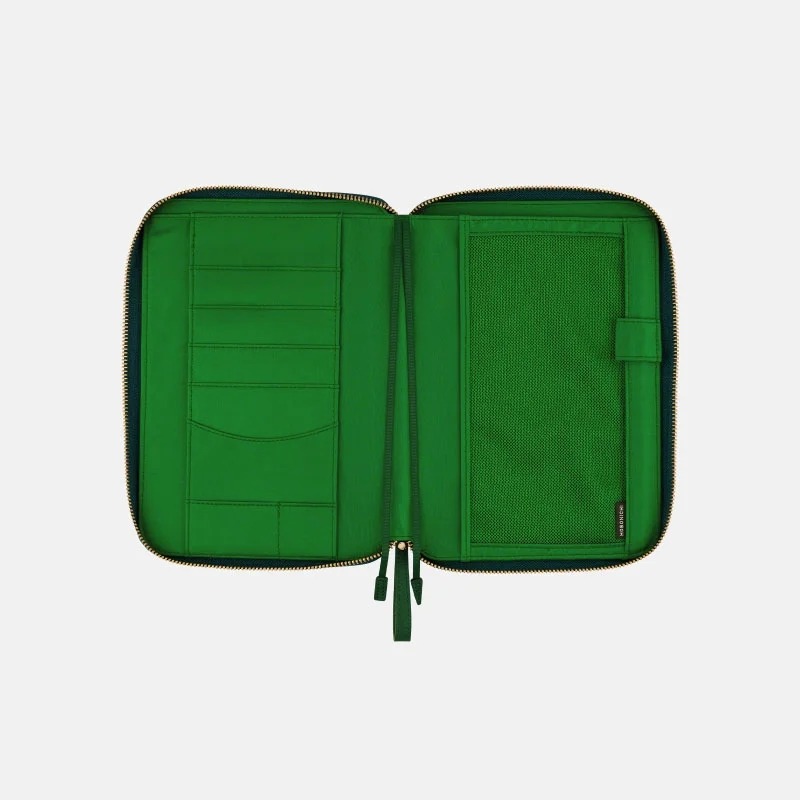 【預購】HOBO日手帳外皮 A5大本 Velluto 深綠壓紋拉鍊包 書皮 書衣 Hobonichi-細節圖8
