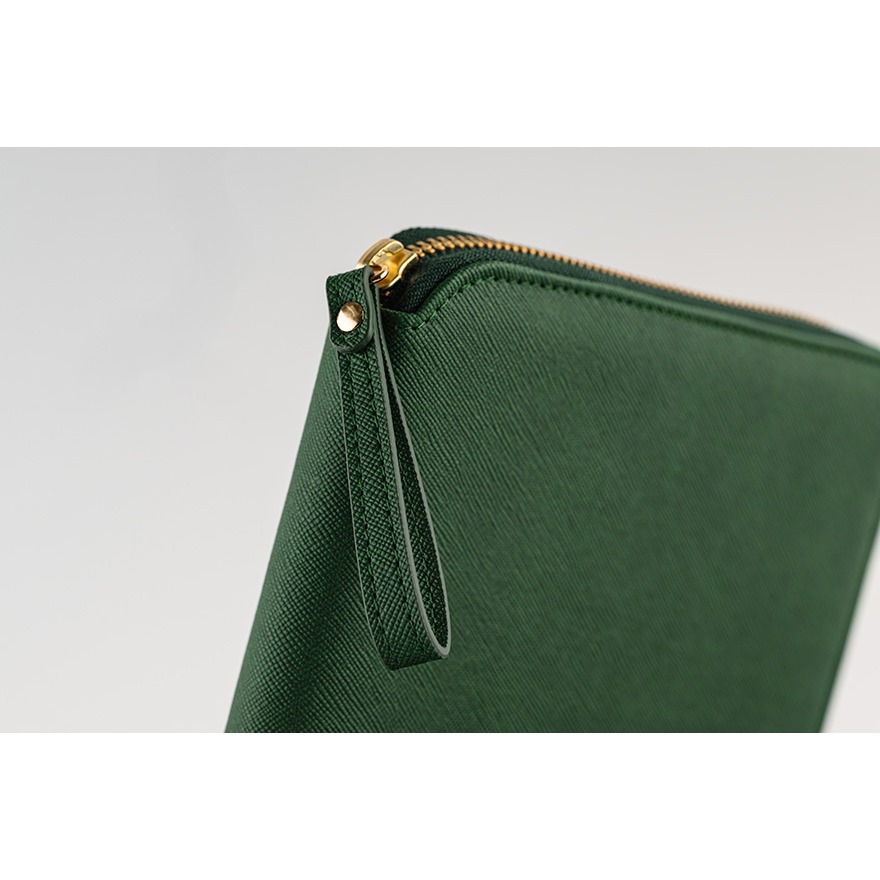 【預購】HOBO日手帳外皮 A5大本 Velluto 深綠壓紋拉鍊包 書皮 書衣 Hobonichi-細節圖11