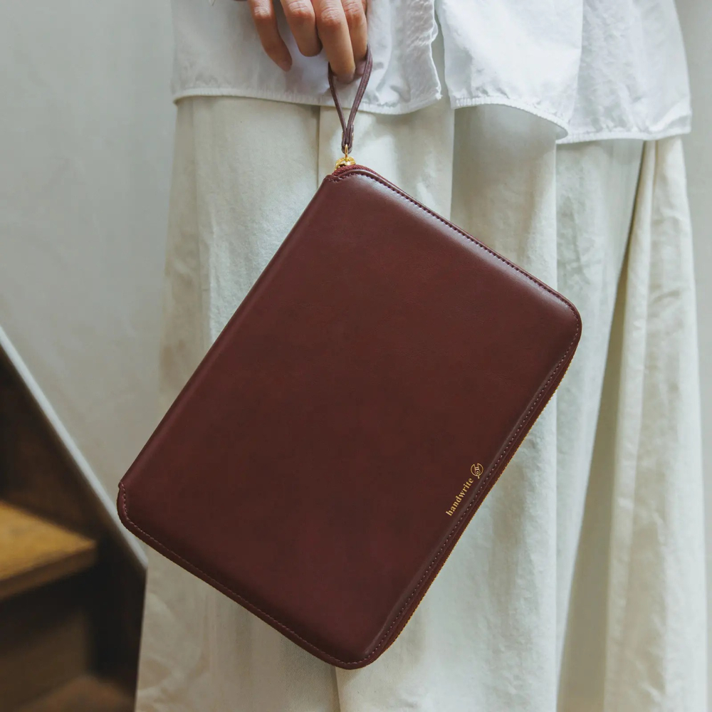 【預購】HOBO日手帳外皮 A5大本 amarone 葡萄酒紅 拉鍊包 HOBO手帳書皮書衣 Hobonichi-細節圖2