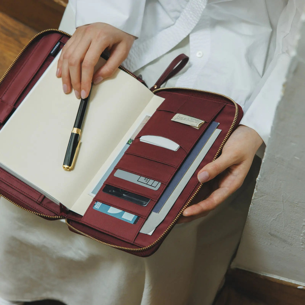 【預購】HOBO日手帳外皮 A5大本 amarone 葡萄酒紅 拉鍊包 HOBO手帳書皮書衣 Hobonichi-細節圖4