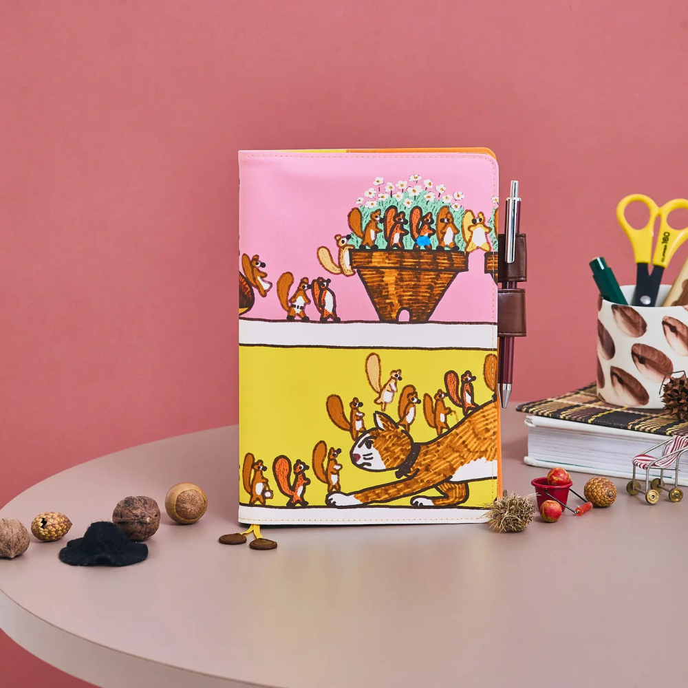 【預購】HOBO日手帳外皮 A5大本 100%ORANGE 松鼠們要去哪裡？HOBO手帳 書皮書衣-細節圖2