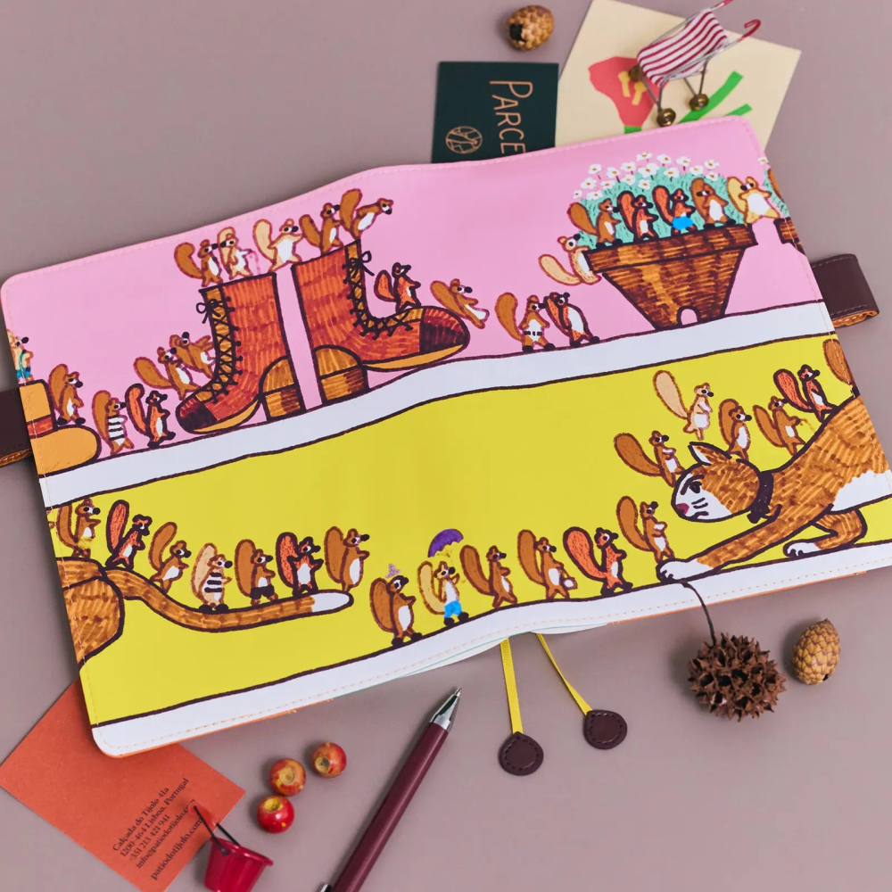 【預購】HOBO日手帳外皮 A5大本 100%ORANGE 松鼠們要去哪裡？HOBO手帳 書皮書衣-細節圖3