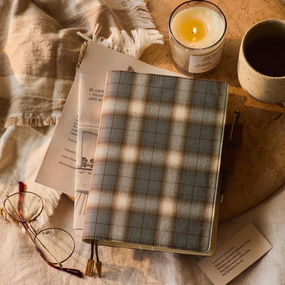 【預購】HOBO日手帳外皮 A5大本 foggy check 襯衫面料系列 霧感格紋 HOBO手帳 書皮 書衣-細節圖2