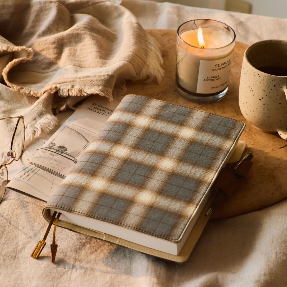 【預購】HOBO日手帳外皮 A5大本 foggy check 襯衫面料系列 霧感格紋 HOBO手帳 書皮 書衣-細節圖5