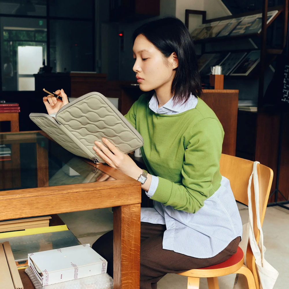 【預購】HOBO日手帳外皮 A5大本 quilt 鼠尾草綠 拉鍊包 HOBO手帳 書皮 書衣 Hobonichi-細節圖3