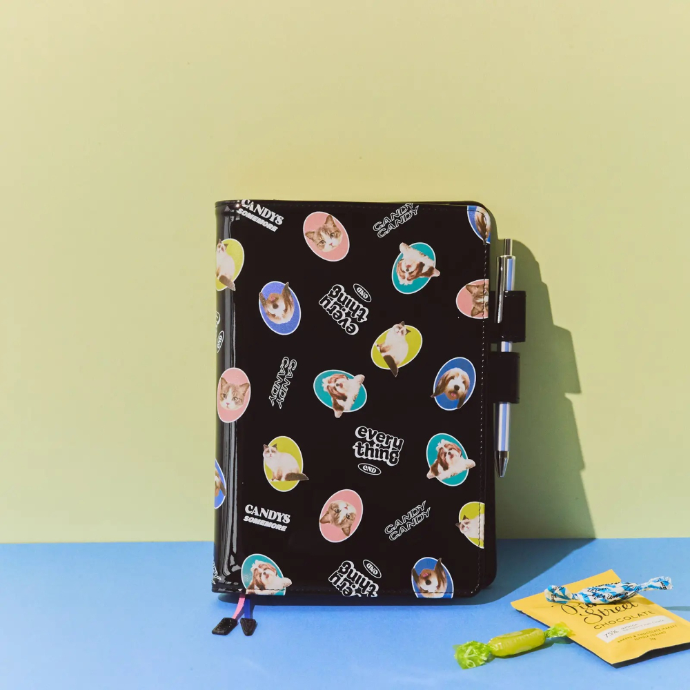 【預購】HOBO日手帳外皮 A5大本 Candy Stripper DOG&CAT RANDOM（black）書皮 書衣-細節圖2