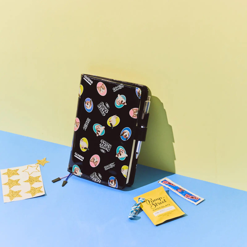 【預購】HOBO日手帳外皮 A5大本 Candy Stripper DOG&CAT RANDOM（black）書皮 書衣-細節圖5