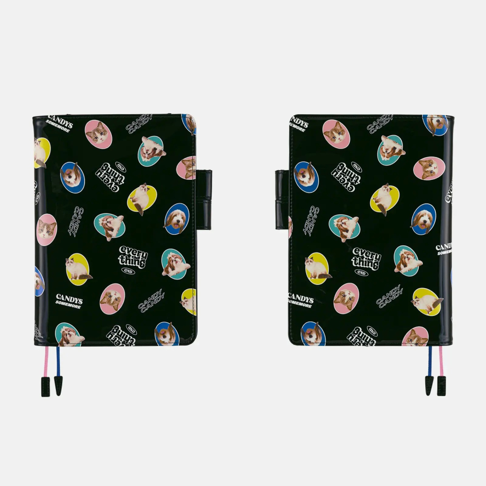 【預購】HOBO日手帳外皮 A5大本 Candy Stripper DOG&CAT RANDOM（black）書皮 書衣-細節圖6