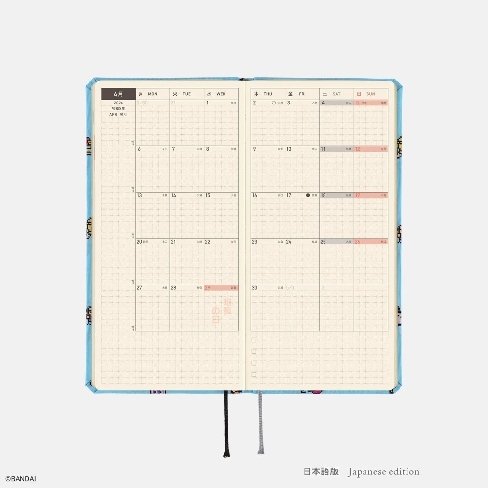 【現貨】HOBO日2026年Weeks週手帳 tamagotchi 塔麻可吉 電子雞 寵物蛋 日文/英文版 特典-三色筆-細節圖6