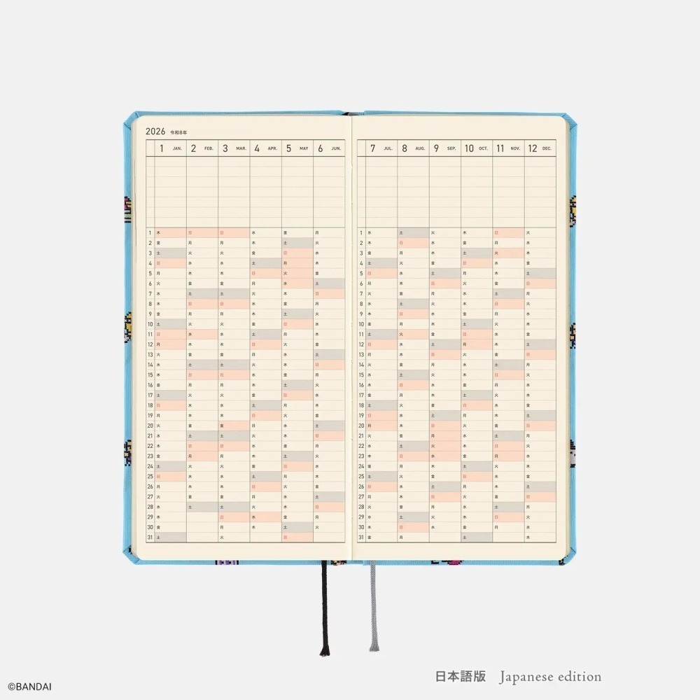 【現貨】HOBO日2026年Weeks週手帳 tamagotchi 塔麻可吉 電子雞 寵物蛋 日文/英文版 特典-三色筆-細節圖8