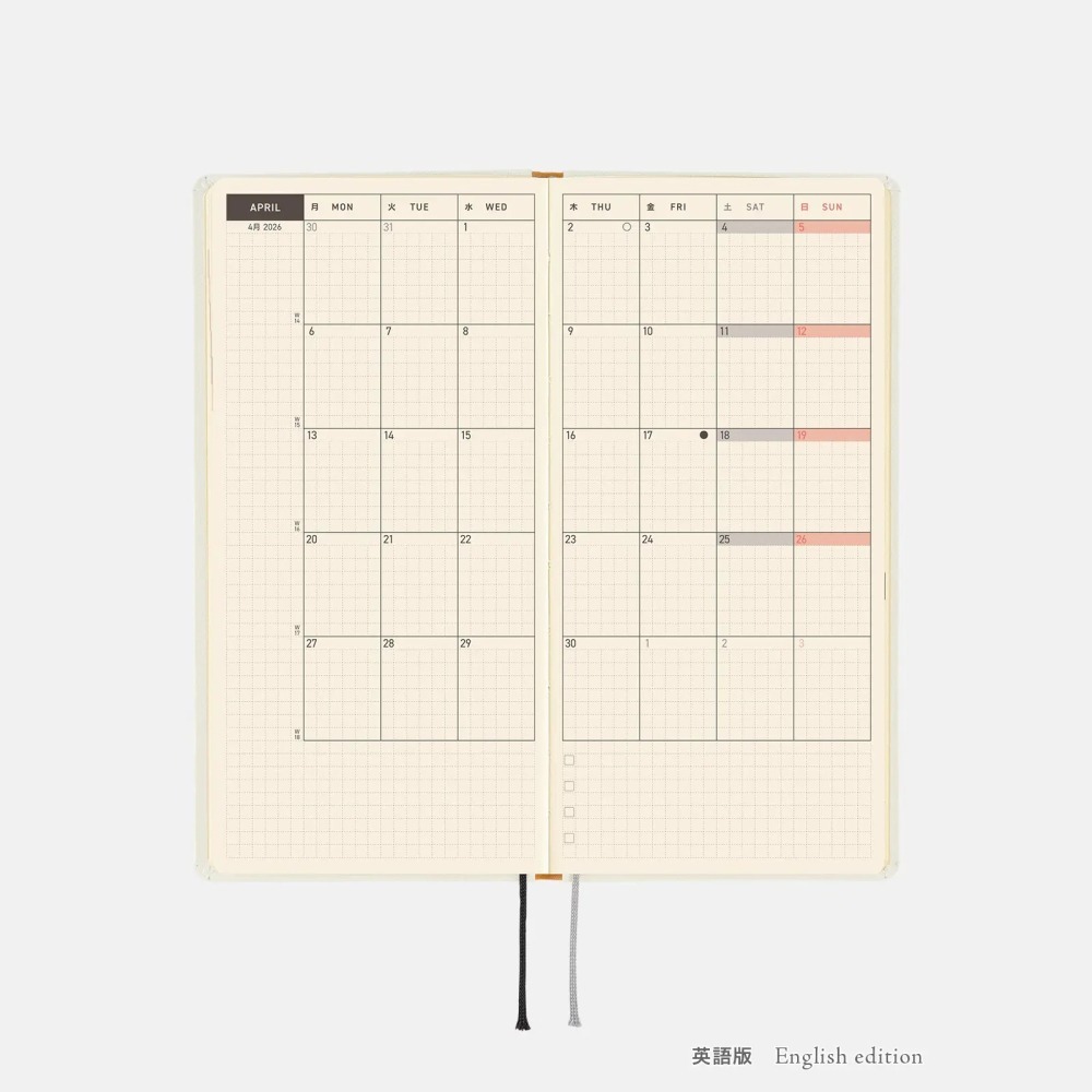 【預購】HOBO日2026年Weeks週手帳 井上有一 不畏雨 雨ニモマケズ 日文/英文版 (特典三色筆-細節圖9