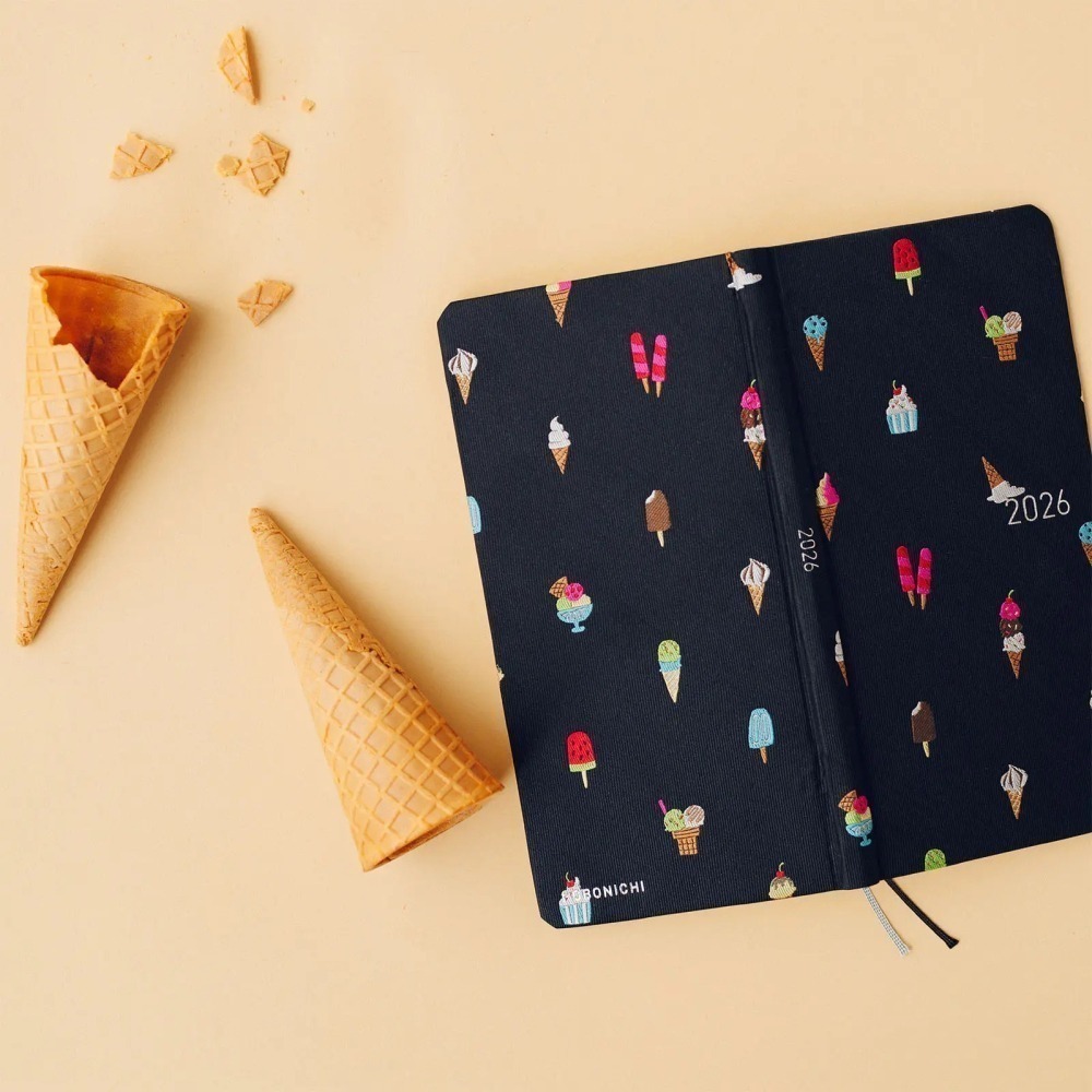 HOBO日2026年Weeks週手帳 Happy Ice Cream 領帶花紋系列 冰淇淋 日文/英文版-細節圖3