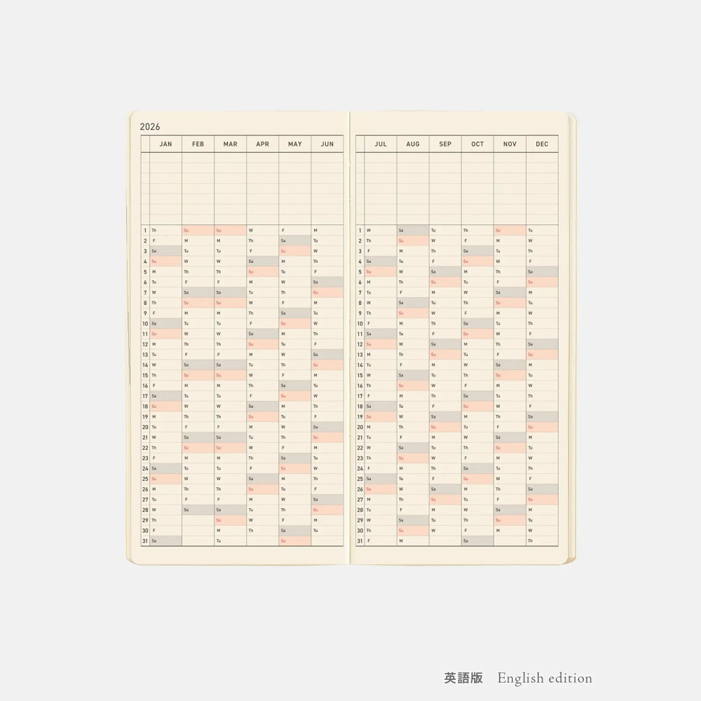 【預購】HOBO日2026年Weeks MEGA 靛藍黑 Sneakers系列 週手帳 日文/英文版 (特典-三色筆-細節圖11