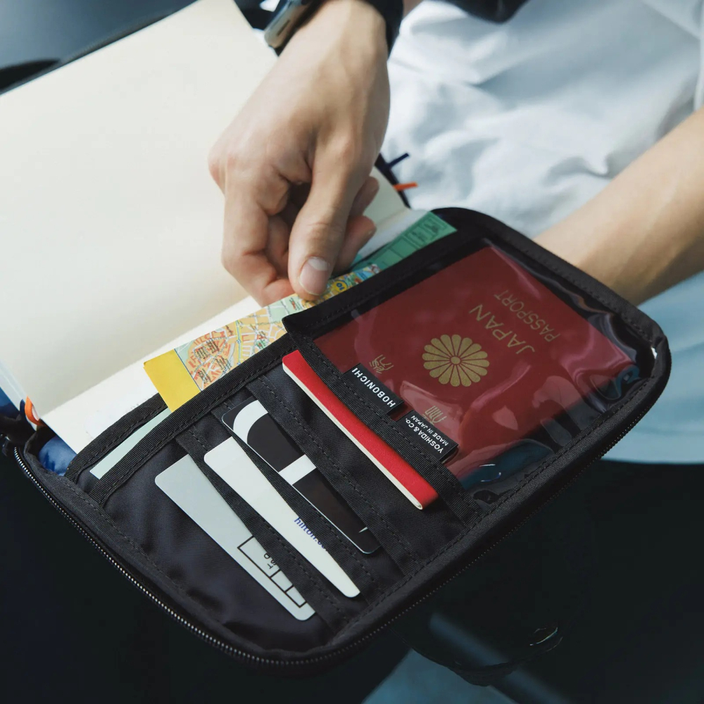 【預購】HOBO日手帳外皮 A5大本 POTR Stroll 黑色 拉鍊包 PORTER書皮 書衣 Hobonichi-細節圖5